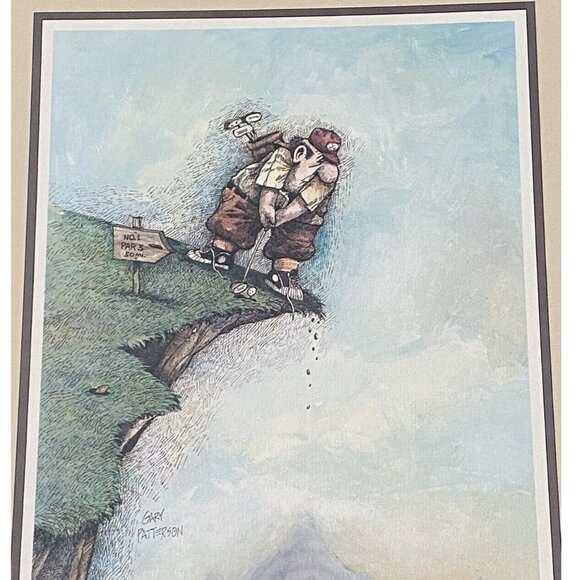 Gary Patterson Framed Golf Print‎ First Hole 18x14 Matted Funny Sports Man Cave - Picture 4 of 8